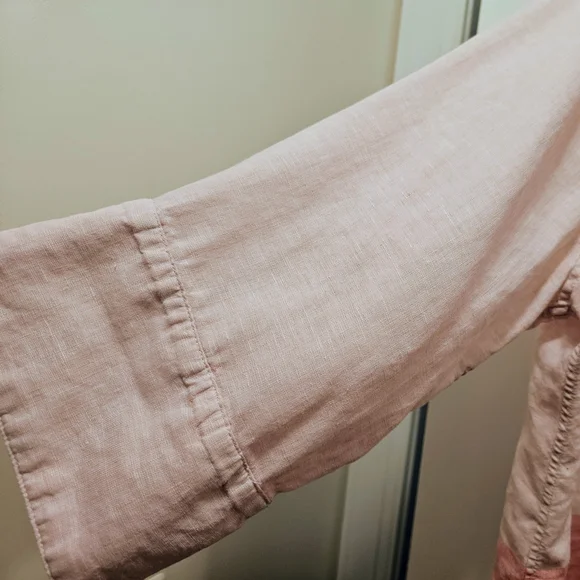 Chico’s No Iron 100% Linen Ombre Button Front Shirt Size 3 XL Pink - Picture 5 of 6